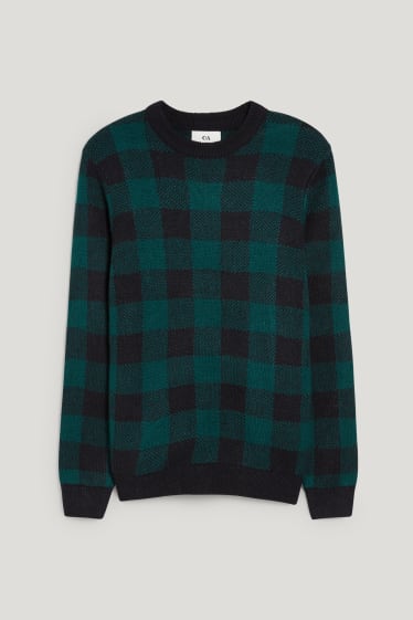 Hombre - Jersey - de cuadros - verde oscuro