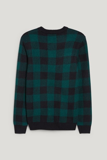 Hombre - Jersey - de cuadros - verde oscuro