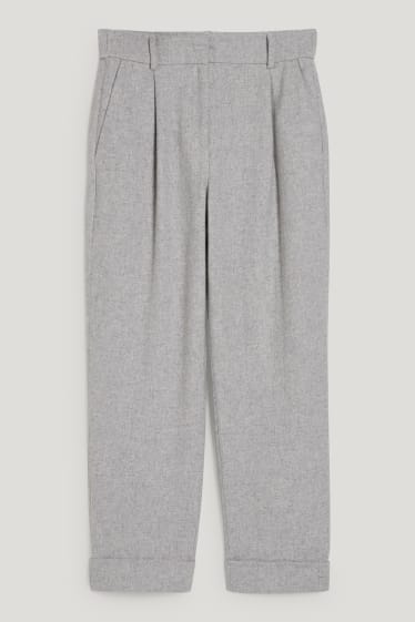 Dona - Pantalons de tela - high waist - wide leg - gris clar jaspiat