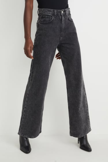 Femei - Loose fit jeans - talie înaltă - LYCRA® - denim-gri