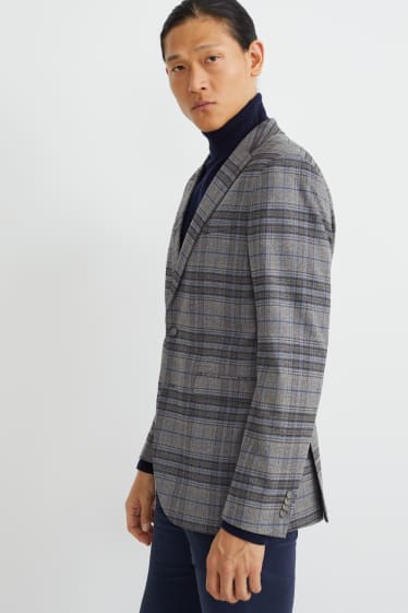 Uomo - Giacca - slim fit - LYCRA® - a quadretti - grigio