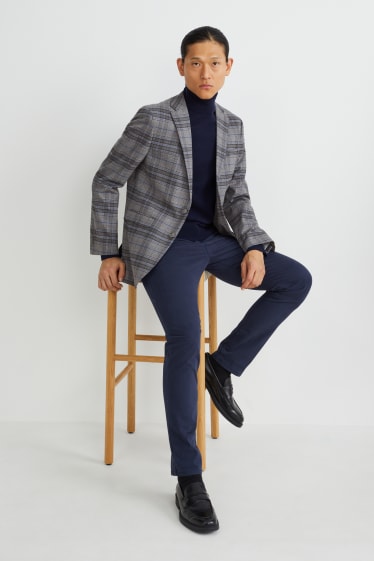 Uomo - Giacca - slim fit - LYCRA® - a quadretti - grigio