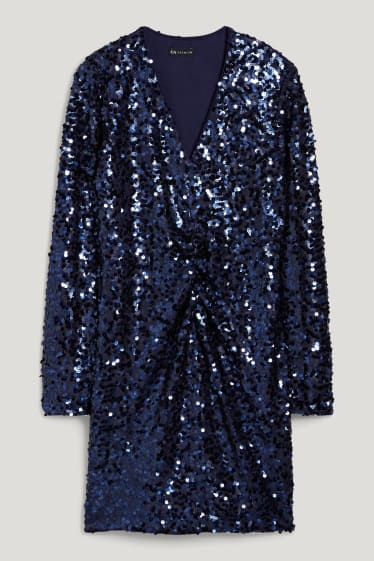 Dona - Vestit de lluentons - efecte brillant - blau fosc