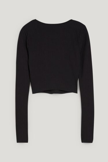 Exclusiu online - CLOCKHOUSE - samarreta crop de màniga llarga - negre