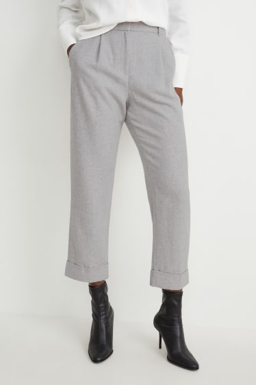 Dona - Pantalons de tela - high waist - wide leg - gris clar jaspiat