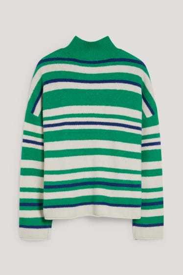 Mujer - Jersey - reciclado - de cuadros - verde / blanco roto