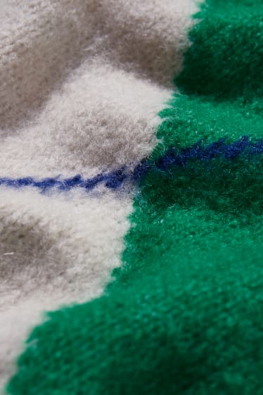 Mujer - Jersey - reciclado - de cuadros - verde / blanco roto