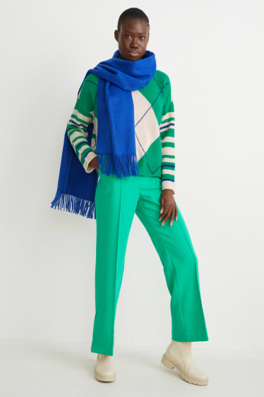 Mujer - Jersey - reciclado - de cuadros - verde / blanco roto