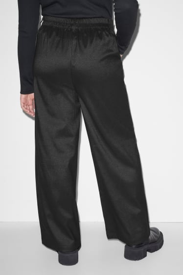 Damen XL - CLOCKHOUSE - Stoffhose - High Waist - Wide Leg - schwarz