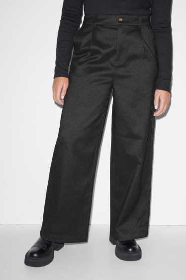 Damen XL - CLOCKHOUSE - Stoffhose - High Waist - Wide Leg - schwarz