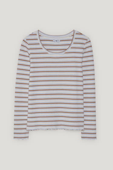 Women XL - CLOCKHOUSE - long sleeve top - striped - beige