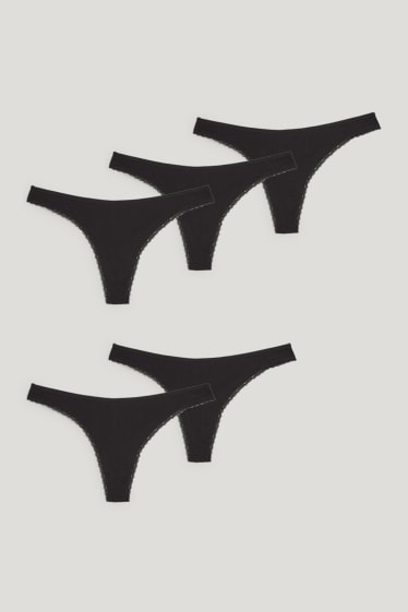 Women - Multipack of 5 - thong - black