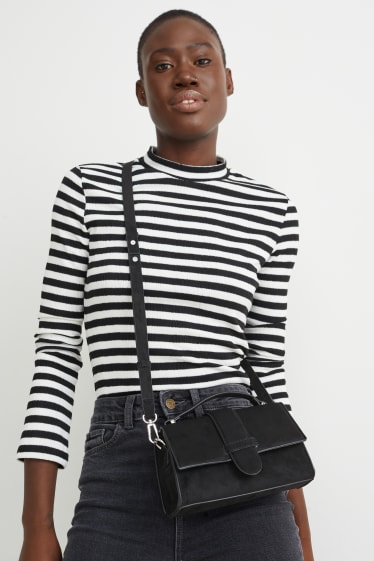 Femmes - Petit sac à bandoulière - similicuir - noir
