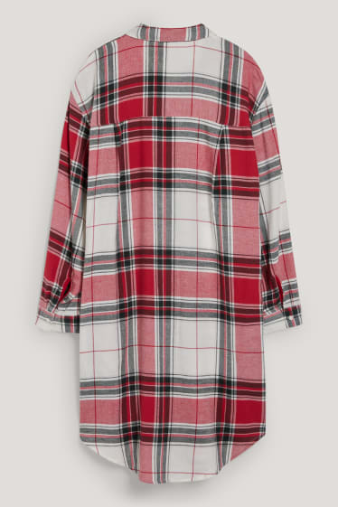 Damen - Flanell-Bigshirt - kariert - weiß / rot