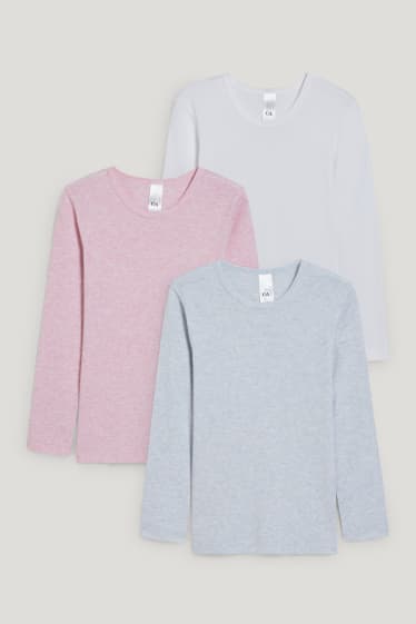 Bambine: - Confezione da 3 - maglietta intima - rosa / azzurro