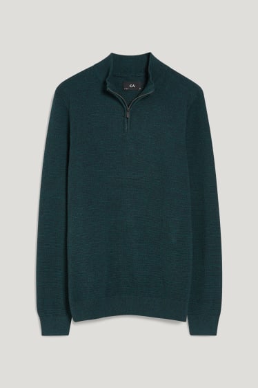 Herren - Pullover und Hemd - Regular Fit - Button-down - grün