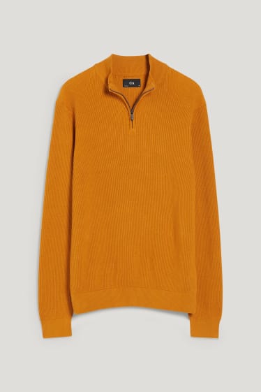 Herren - Pullover und Hemd - Regular Fit - Button-down - orange / blau