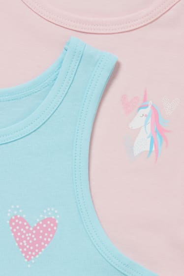 Filles - Lot de 2 - maillots de corps - rose / turquoise