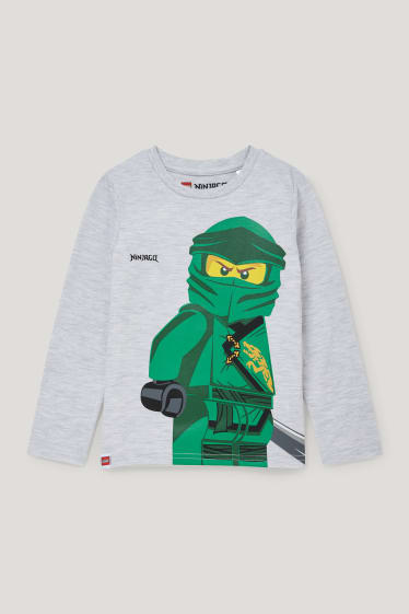 Batolata chlapci - Lego Ninjago - tričko s dlouhým rukávem - světle šedá-žíhaná