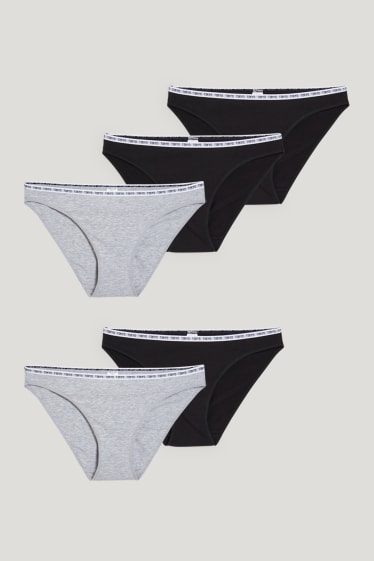 Women - Multipack of 5 - briefs - black / gray