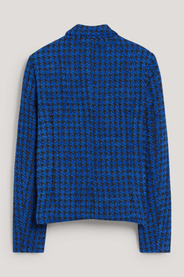 Femmes - Blazer en maille chenille - regular fit - à carreaux - bleu foncé