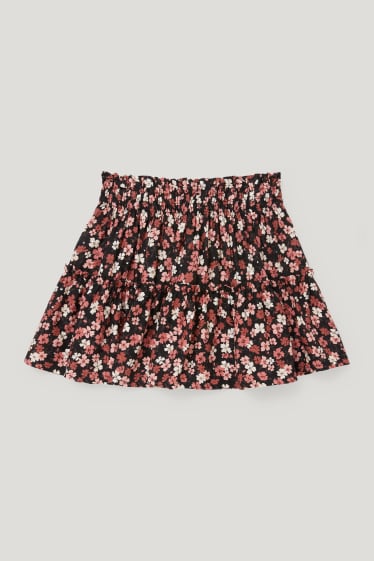 Niñas - Falda - de flores - negro
