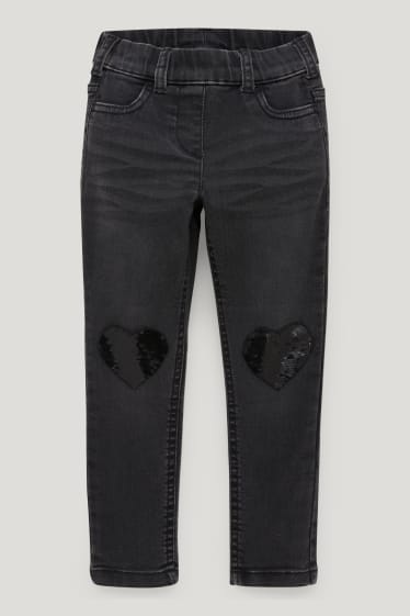 Niñas - Jegging jeans - brillos - negro