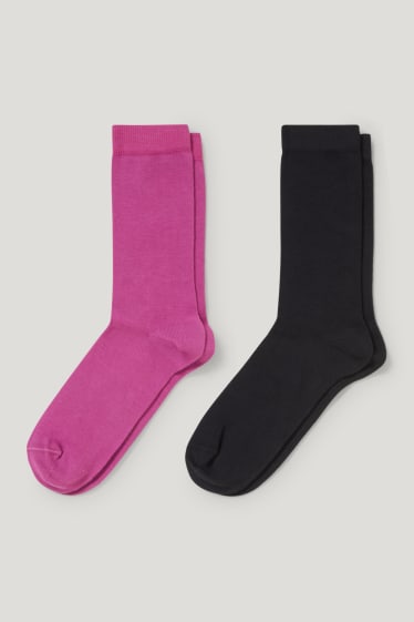 Dámské - Multipack 2 ks - ponožky - bio bavlna - LYCRA® - černá/růžová