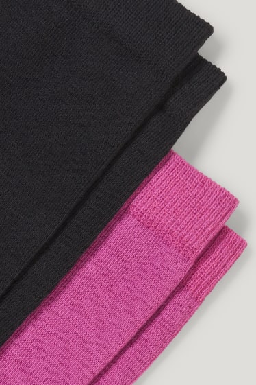 Dames - Set van 2 paar - sokken - biokatoen - LYCRA® - zwart / roze
