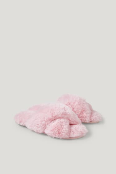 Clockhouse Girls - CLOCKHOUSE - pantoffels van imitatiebont - roze