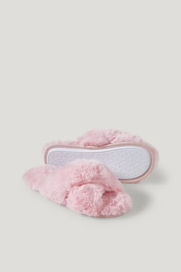 Clockhouse Girls - CLOCKHOUSE - pantoffels van imitatiebont - roze