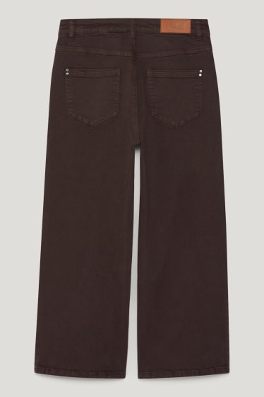 Femei - Straight jeans - talie înaltă - LYCRA® - maro închis