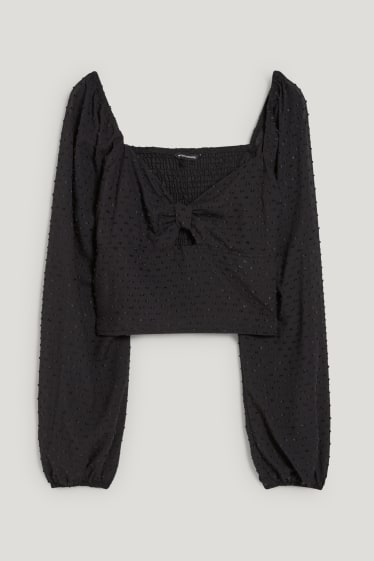 Esclusiva online - CLOCKHOUSE - blusa taglio corto - nero