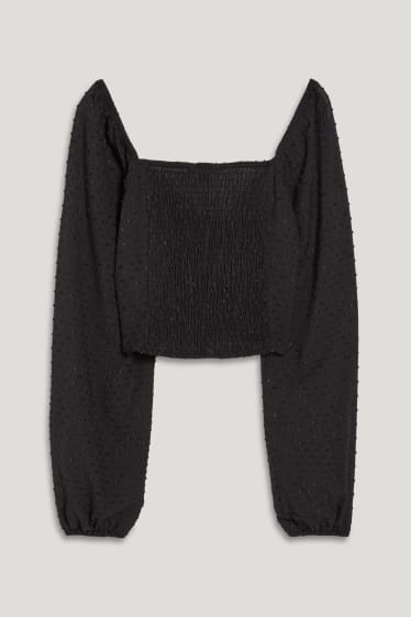 Esclusiva online - CLOCKHOUSE - blusa taglio corto - nero