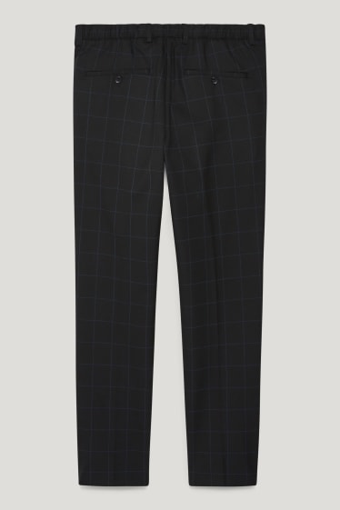 Pánské - Oblekové kalhoty - slim fit - stretch - kostkované - černá
