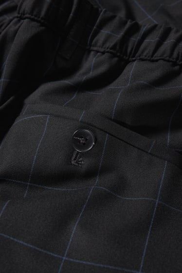 Pánské - Oblekové kalhoty - slim fit - stretch - kostkované - černá
