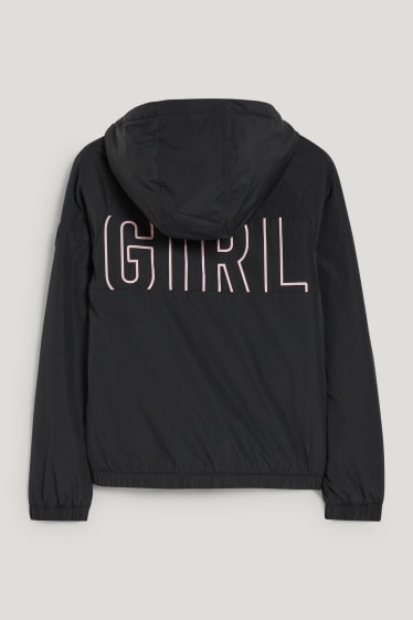 Kids Girls - Jas met capuchon - zwart