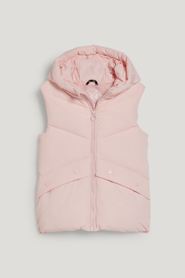 Dívčí - Prošívaná vesta s kapucí - růžová