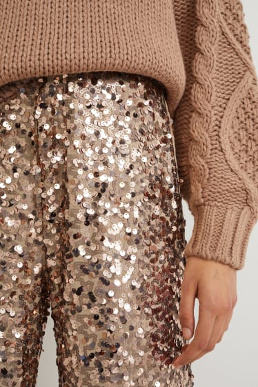 Women - Sequin trousers - beige
