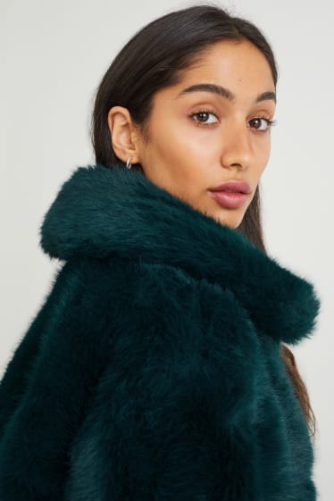 Femmes - Veste en fausse fourrure - vert foncé