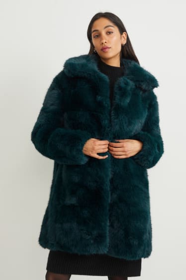 Femmes - Veste en fausse fourrure - vert foncé