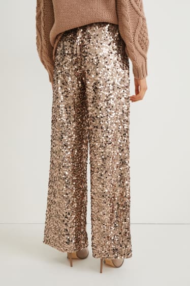 Women - Sequin trousers - beige