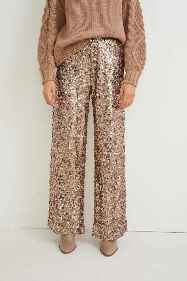 Women - Sequin trousers - beige