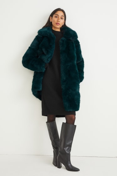 Femmes - Veste en fausse fourrure - vert foncé