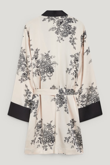 Mujer - Bata - de flores - negro / beis