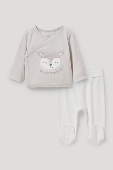 Baby Girls - Newbornoutfit - biokatoen - 2-delig - beige
