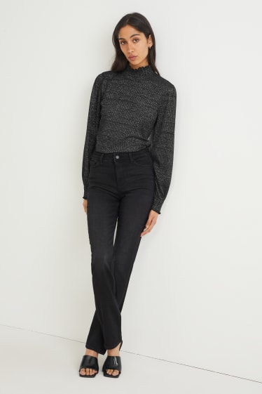 Dámské - Straight jeans - mid waist - LYCRA® - černá