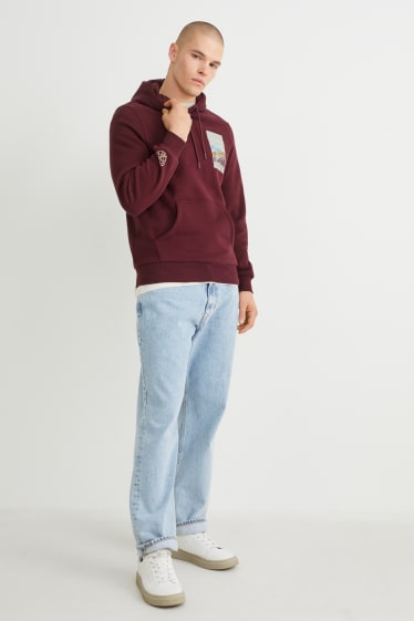 Mężczyźni - Bluza z kapturem - bordowy