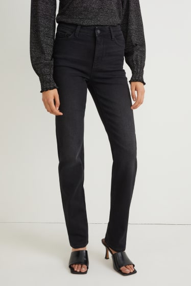 Dámské - Straight jeans - mid waist - LYCRA® - černá
