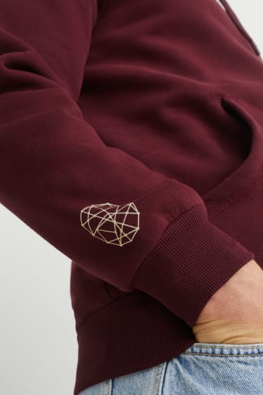 Mężczyźni - Bluza z kapturem - bordowy